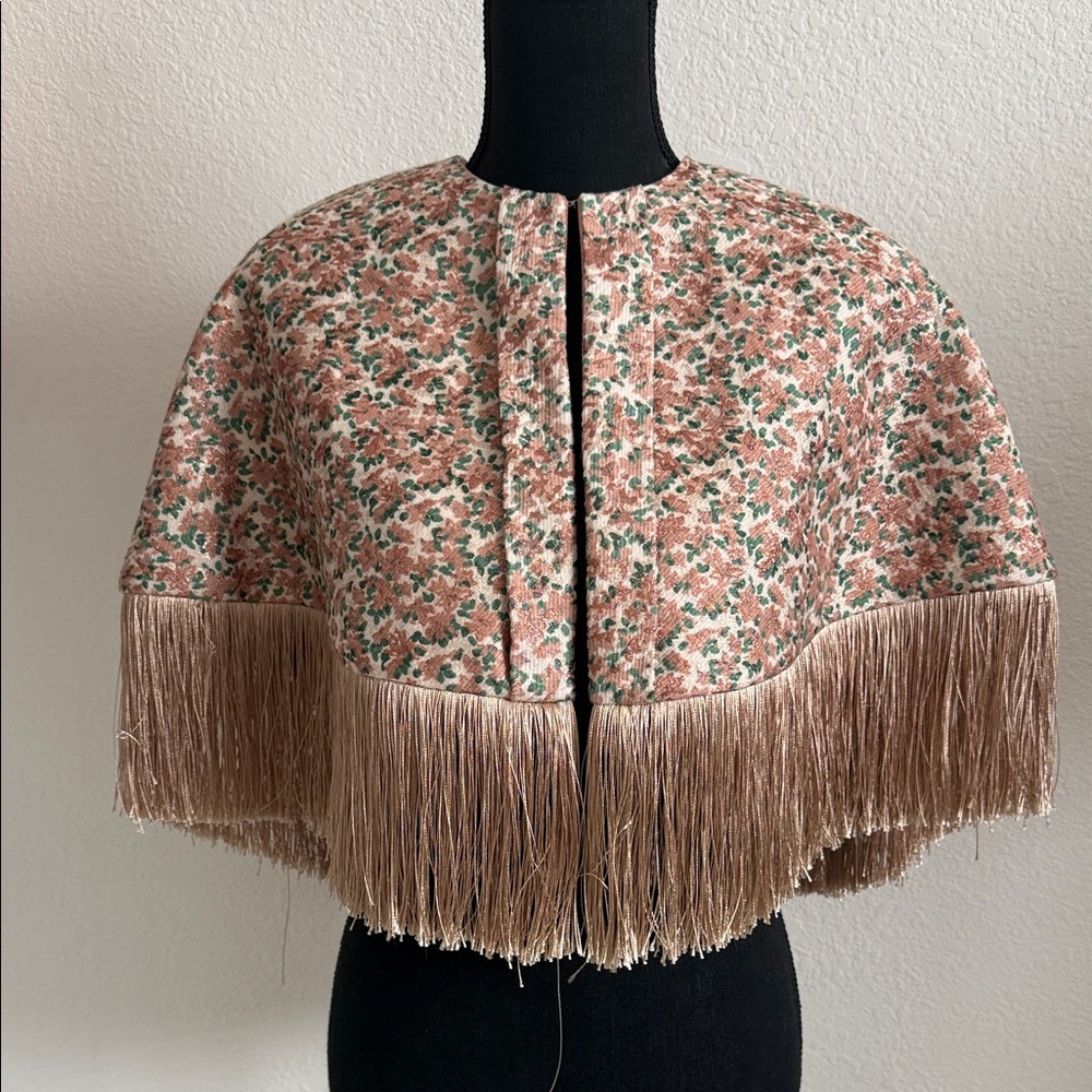 Anthropologie Floral Fringe Cape